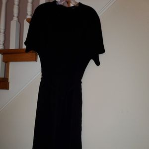 Ann Taylor black short sleeve flare dress